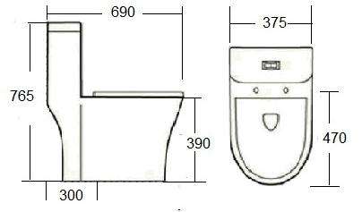 현대 요업 꼭대기 같은 높이의 컵크 표준 것 부분 화장실